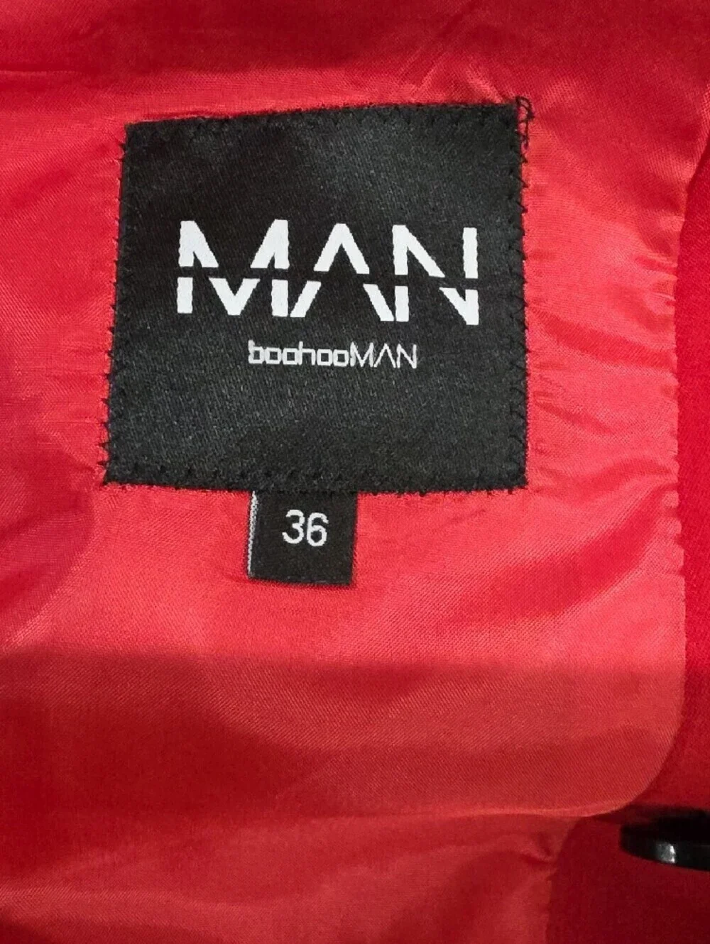 boohooMAN Slim Fit Colour Block Belted Suit Set Black & Red Love Island 36R 30R